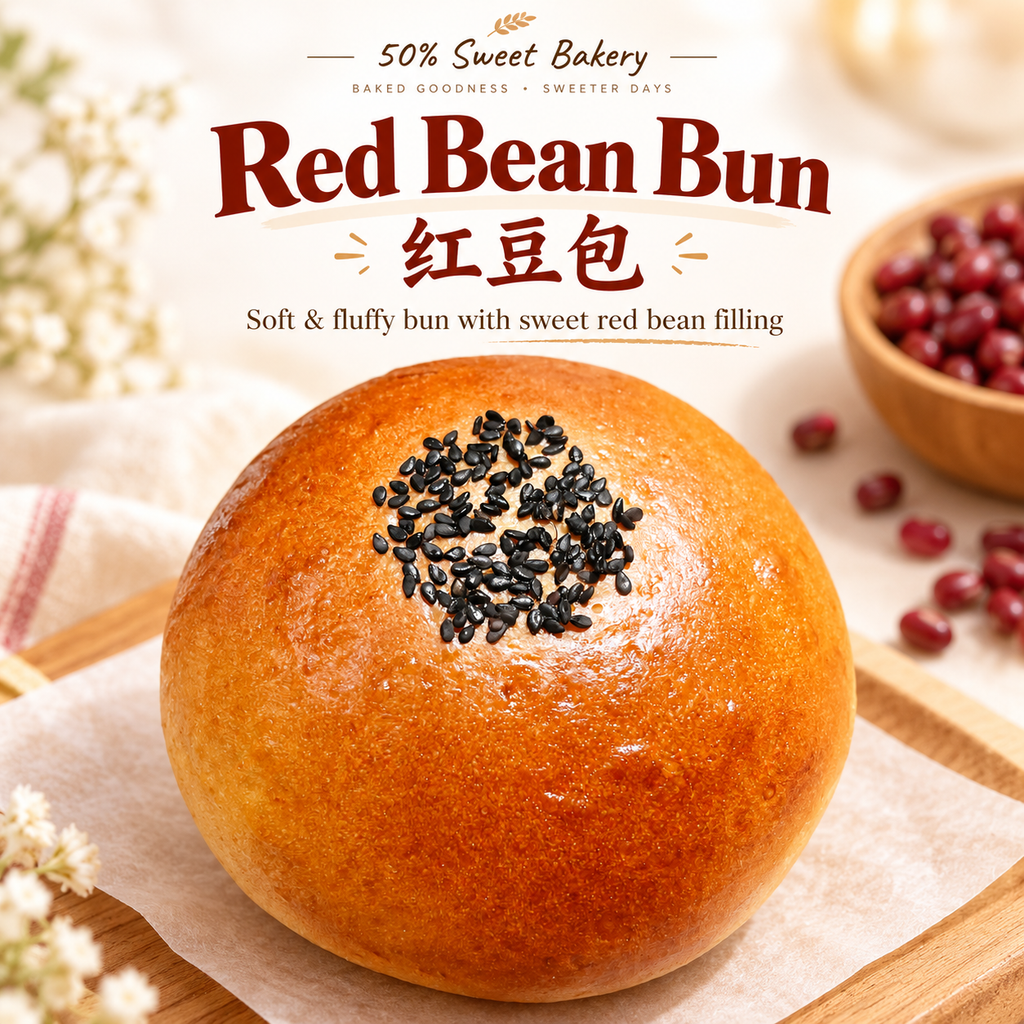 红豆包 2 粒Red bean bun 2pcs