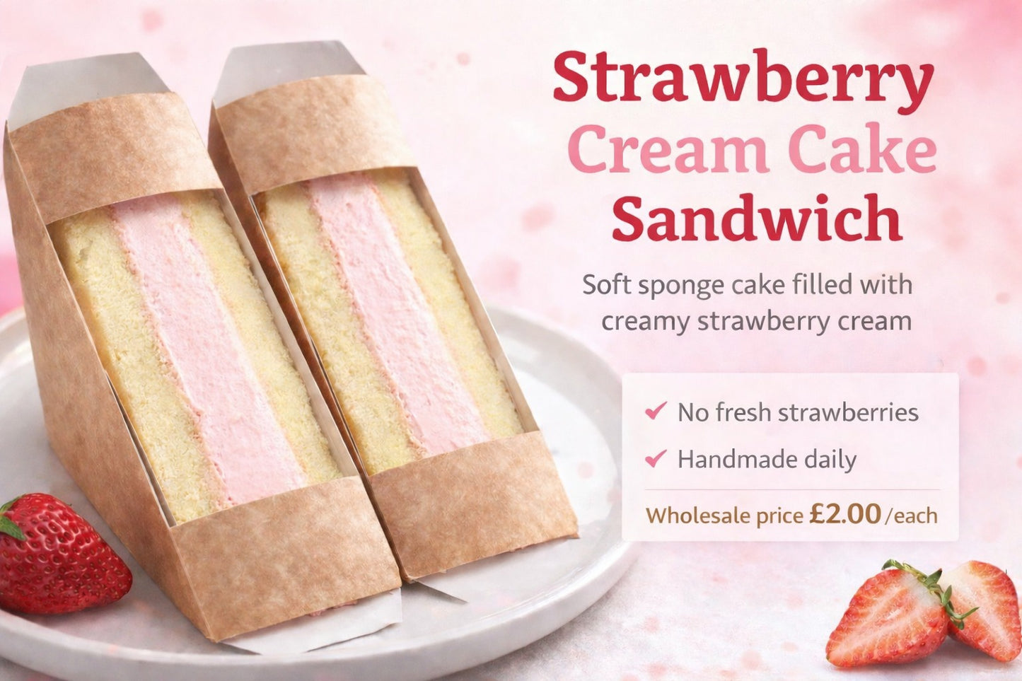 草莓味蛋糕三明治Strawberry flavor cake sandwich 2packs