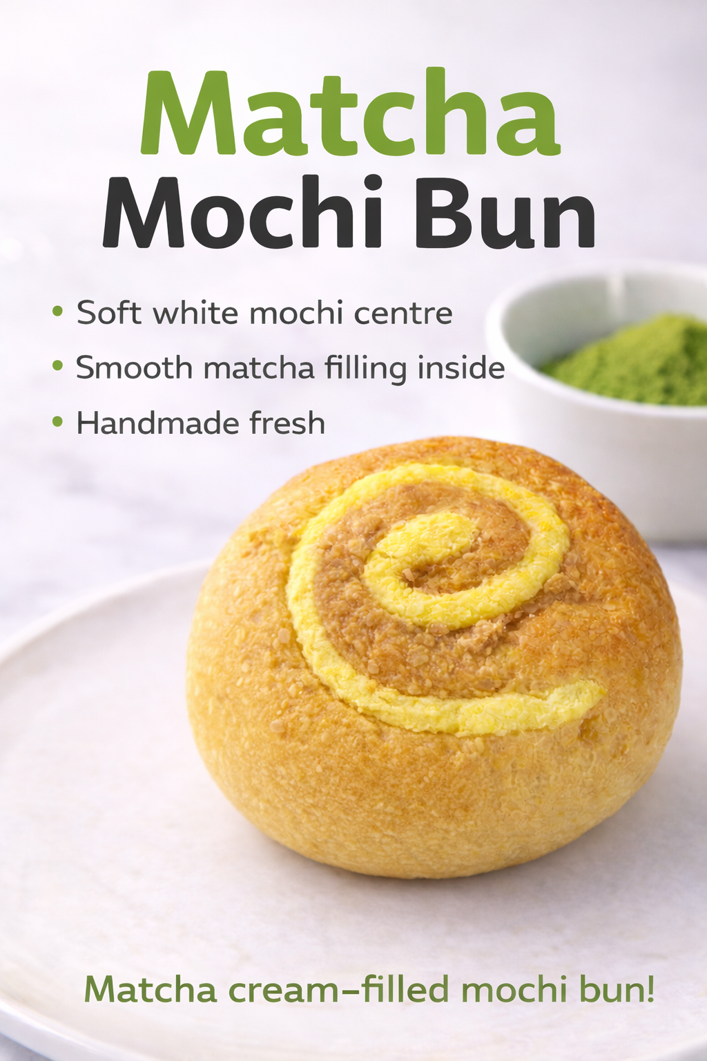 Matcha mochi bun 2pcs 抹茶麻薯包2粒